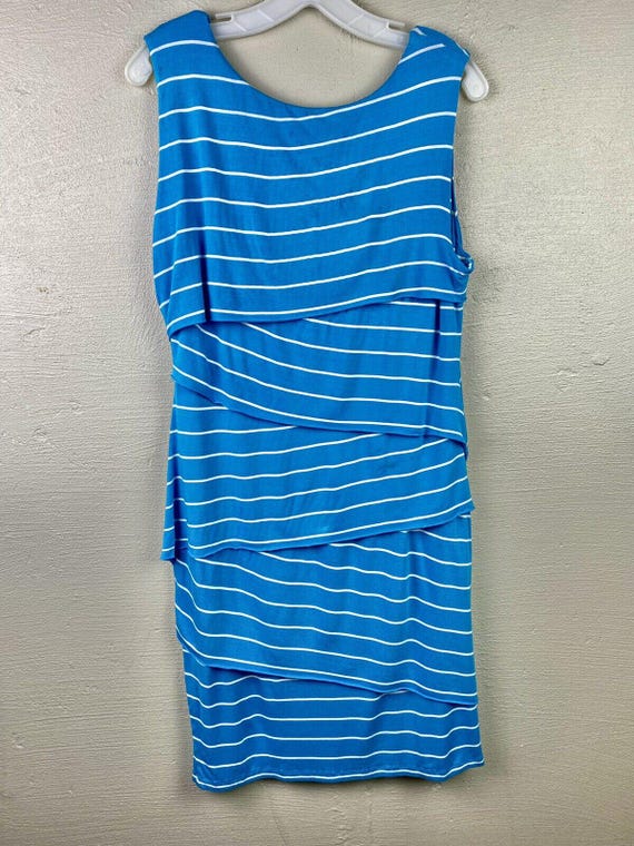 Calvin Klein Women's Blue & White Striped Dress With Layers Size M - Etsy