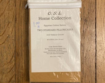New O. S. L. Home Collection Egyptian Cotton Sateen Pair Of Pillowcases