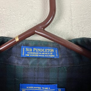 Vintage PENDLETON Men’s BLACKWATCH Tartan Wool Button Up Shirt XL Long image 9
