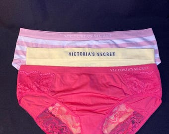 VICTORIAS SECRET PANTIES 3 Pair Hiphugger Hipster Lace Lot Size Large