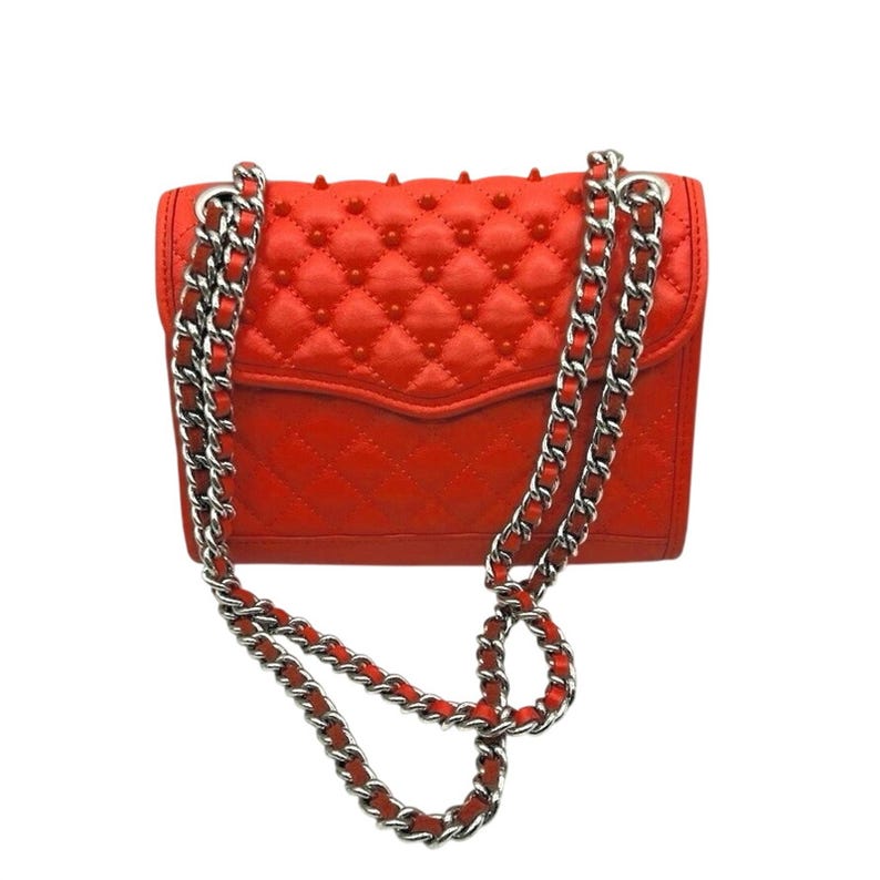 Bolso de hombro convertible Rebecca Minkoff Mini Affair acolchado color coral con tachuelas imagen 1