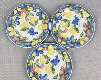 Furio Ceramica Quadrifoglio Fruit And Leaf Design China 8” Plates Set Of Three