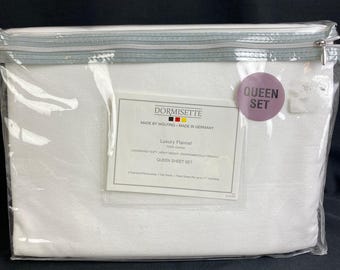 DORMISETTE QUEEN SHEETS Cotton German Wulfing Heavy Weight White Set