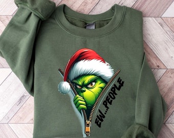 Ew People Baby Tee, Grinchmas Tank Top, Funny Christmas Crop Top, Merry Grinchmas Tee, Winter Season Baby Tee, New Year Party Gifts, S538