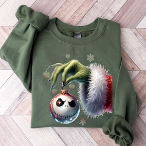 Grinch Hand T-Shirt, Grinchy Hand Christmas Light Shirt, Christmas Jack Shirt, Funny Grinch Tee, Grinch and Jack Shirt, Christmas Gift Tee
