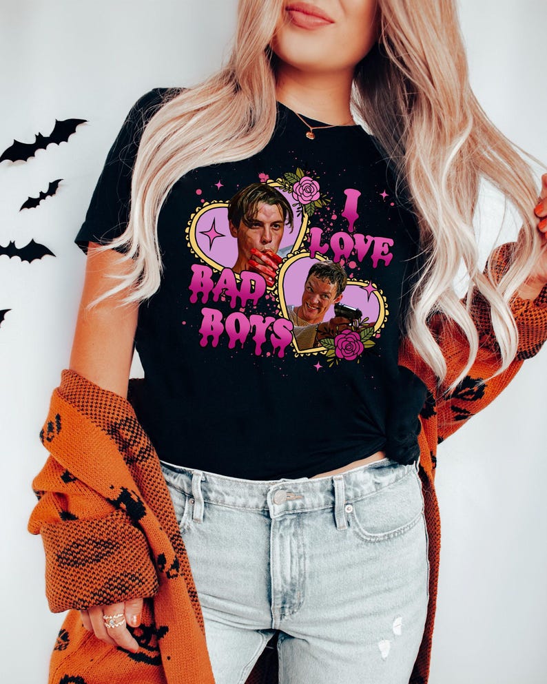 I love Bad Boys Scream Shirt, Billy Loomis, Stu Macher, Favorite Scary Movie Shirts, Love Bad Boys Clipart, Halloween Retro 90s T-Shirts zdjęcie 4