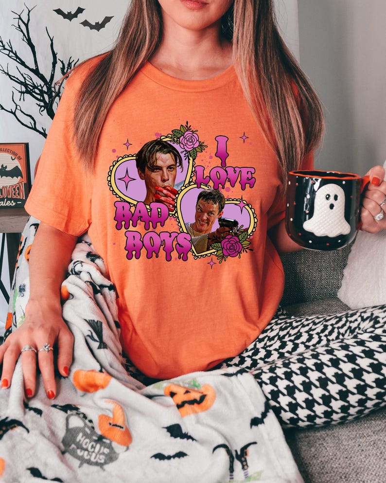 I love Bad Boys Scream Shirt, Billy Loomis, Stu Macher, Favorite Scary Movie Shirts, Love Bad Boys Clipart, Halloween Retro 90s T-Shirts zdjęcie 3