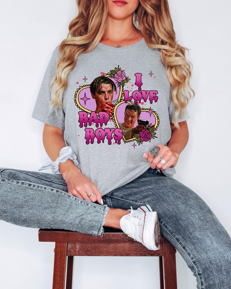 I love Bad Boys Scream Shirt, Billy Loomis, Stu Macher, Favorite Scary Movie Shirts, Love Bad Boys Clipart, Halloween Retro 90s T-Shirts zdjęcie 2