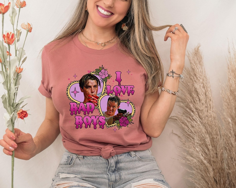 I love Bad Boys Scream Shirt, Billy Loomis, Stu Macher, Favorite Scary Movie Shirts, Love Bad Boys Clipart, Halloween Retro 90s T-Shirts zdjęcie 6