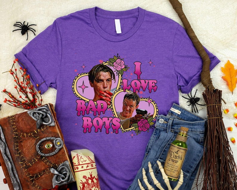 I love Bad Boys Scream Shirt, Billy Loomis, Stu Macher, Favorite Scary Movie Shirts, Love Bad Boys Clipart, Halloween Retro 90s T-Shirts zdjęcie 5