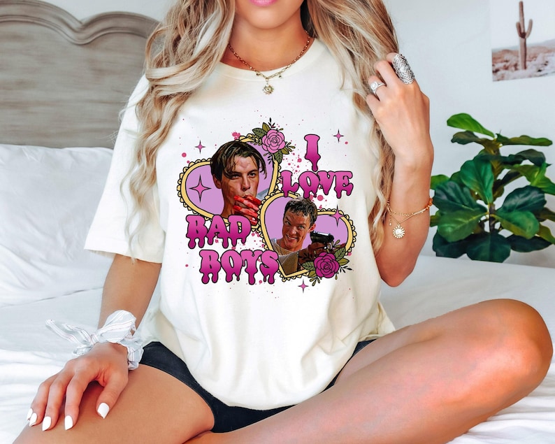 I love Bad Boys Scream Shirt, Billy Loomis, Stu Macher, Favorite Scary Movie Shirts, Love Bad Boys Clipart, Halloween Retro 90s T-Shirts zdjęcie 1