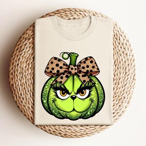 Grinch Pumpkin Face Halloween Sweatshirt - Christmas Mom Gift