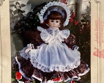 The "Love" Pattern....Doll's Dress, Bloomers, and Bonnet Sewing Pattern...28" Doll... Angela Eoriatti.... Doll Making Uncut Complete