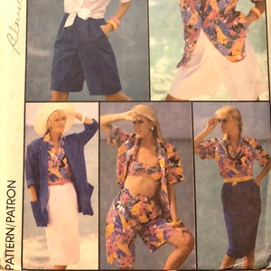 Misses' Skirt, Shorts, Bra Top, Shirt, and Jacket Sewing Pattern...Simplicity 7491  Size 16 Bust 38 inches Complete