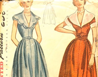 1950 Misses' One Piece Dress with Cummerbund Sewing Pattern..Simplicity 3153  Size 12 Bust 30 inches...Complete