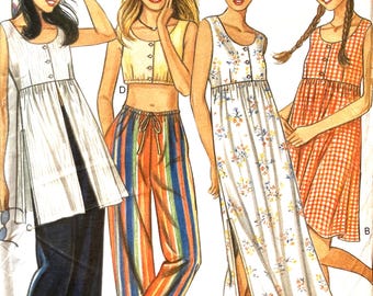 New Look 6495 Misses' Dress, Pants, Top, and Skirt Size S-XL Bust 32-46 inches Uncut Complete