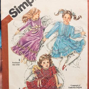 Toddler's Dress in Two Lengths and Dress for 15-17" Doll Sewing Pattern...Simplicity 5354...  Size 3 Complete