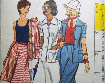Misses' Jacket, Tank Top, Skirt, and Pants Sewing Pattern Vogue 8856 Size 10 Bust 32 inches  Uncut Complete FF