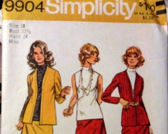 Misses' Jacket, Skirt, and Blouse Sewing Pattern Simplicity 9904  Size 10 Bust 32.5 Uncut Complete