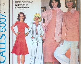 Vintage 70's Jacket, Skirt, and Pants Sewing Pattern McCall's 5007 Misses' Size 12 Bust 34 Uncut  Complete