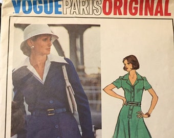 Vogue Paris Original Jean Patou Dress and Shirt Sewing Pattern Vogue 1034 Misses' Size 8 bust 31 inches Complete