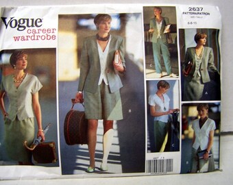 Misses' Jacket, Top, Skirt, and Pants Sewing Pattern Vogue 2637   Size 6-8-10  Bust 30 - 32 Complete Uncut FF