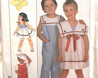 Child's Overalls and Dress Sewing Pattern Simplicity 9073  Size 6 uncut Complete