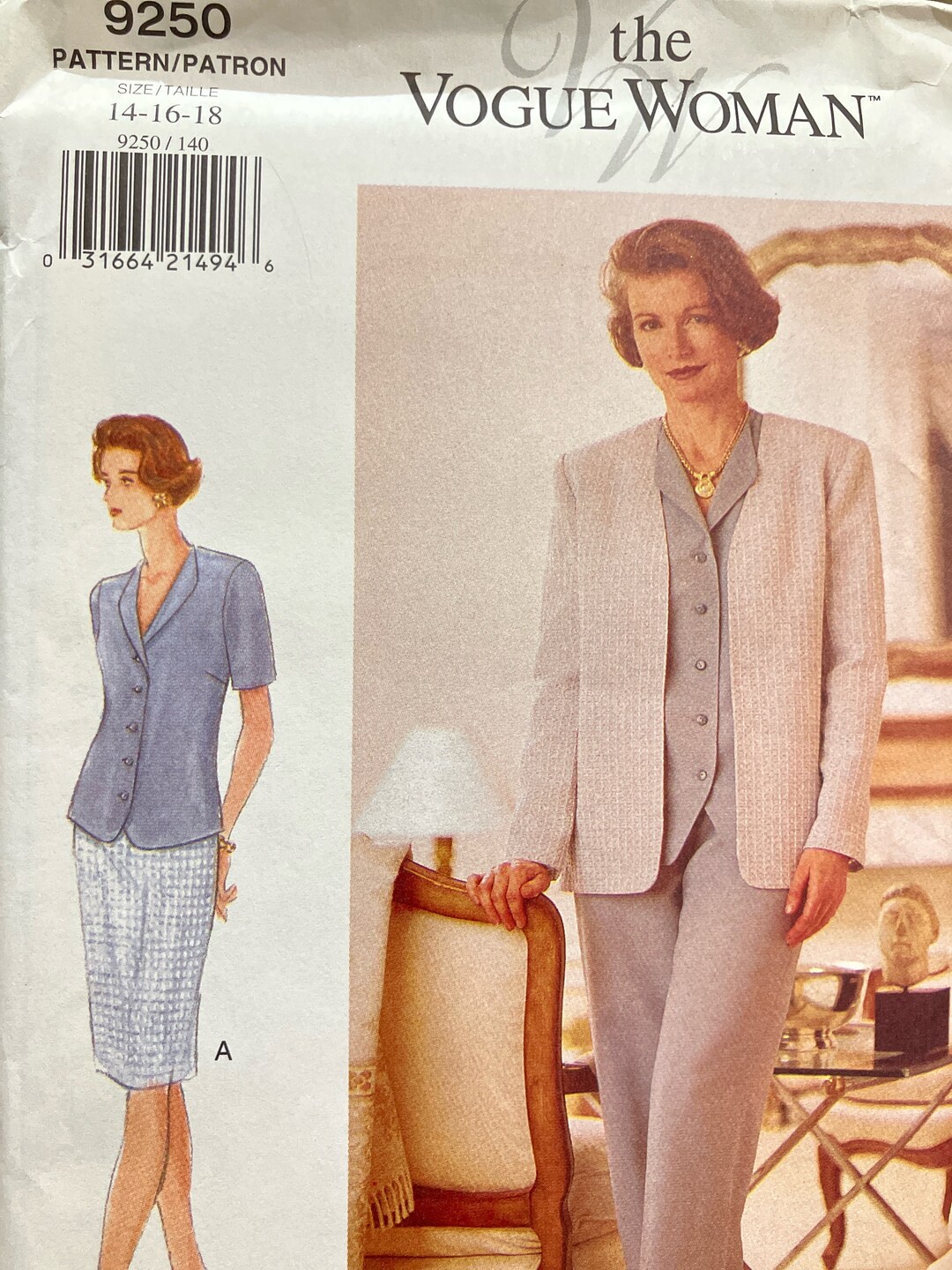 Misses' Jacket , Blouse, Skirt, and Pants Sewing Pattern...vogue 9250 ...