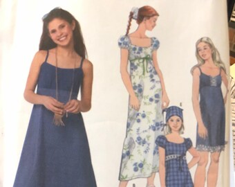 Girls' Sundress and Scarf Sewing Pattern ....Simplicity 5656  Size 7-16  Chest 23-34 inches Uncut Complete