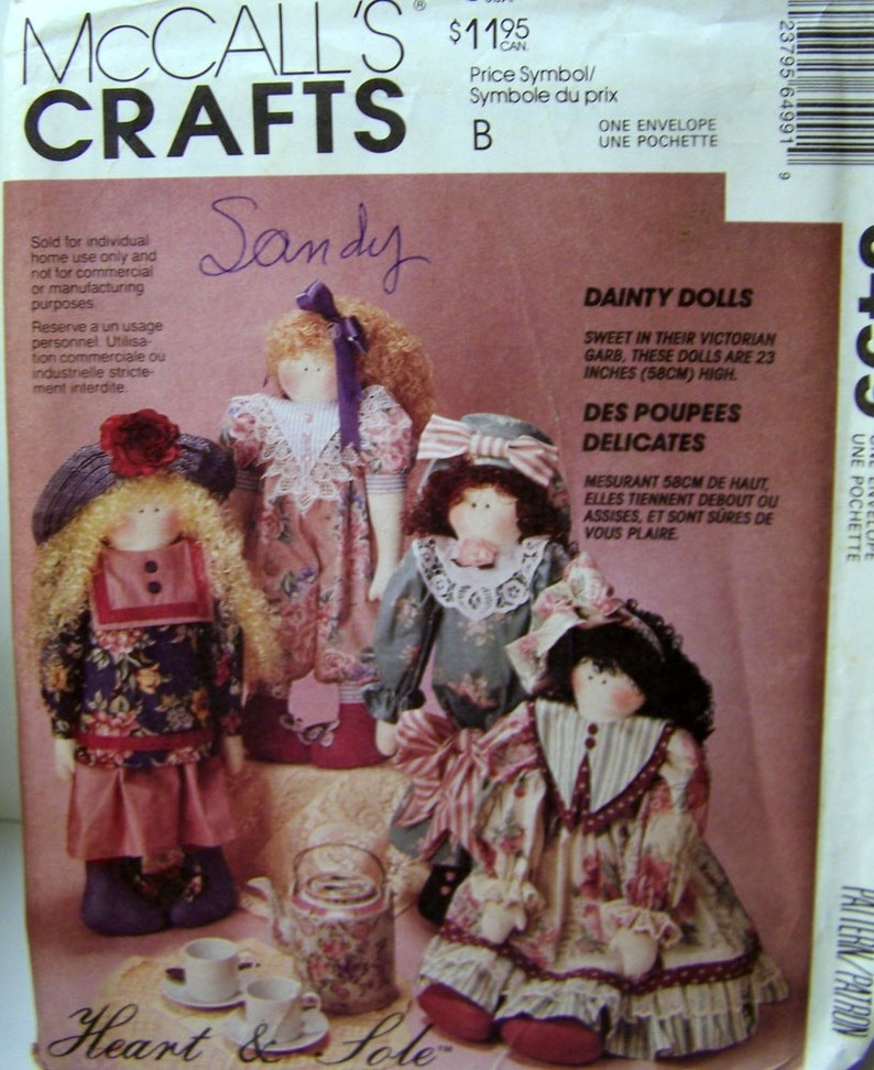 Doll Sewing Pattern McCall's 6499 23 Inch Doll Uncut Complete Original Factory Folds image 1