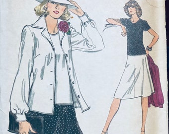 Vintage Vogue 9137 Misses' Jacket, Skirt, and Top Sewing Pattern Vogue 9137 Size 10 bust 32 inches Partially Uncut