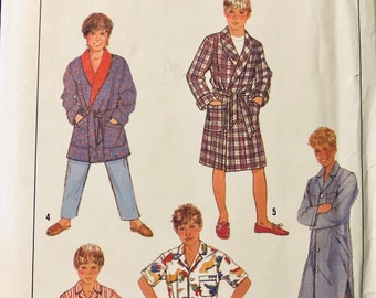Boys' Easy to Sew Robe and Pajamas Sewing Pattern  Simplicity 8327 Size 8-10 Chest 27-28 inches Complete