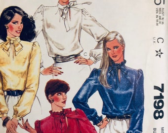 Misses' Pullover Blouses Sewing Pattern McCall's 7198  Misses' Size 16 Bust 38 inches  Complete