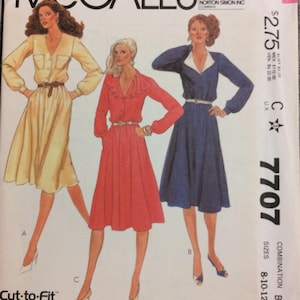 Misses' Dress Sewing Pattern McCall's 7707 Misses'  Bust 31-34 Size 8-12 Uncut Complete