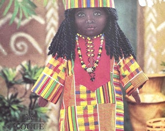Ethnic Doll with Transfer and Outfit Sewing Pattern Vogue Craft 9138… Designed by Linda Carr...18”  doll.....Uncut Complete