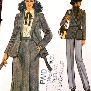 Misses' Jacket, Wrap Skirt, and Pants Sewing Pattern Vintage Vogue 7210  size 12- 14  Bust 34-36 inches Uncut Complete