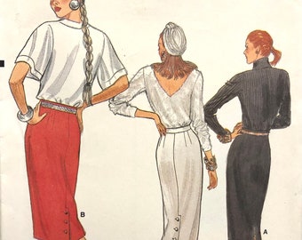 Mönster för kjolar, vintage Vogue 9944, storlek 12-16, midja 26-30 cm, komplett oklippt, FF