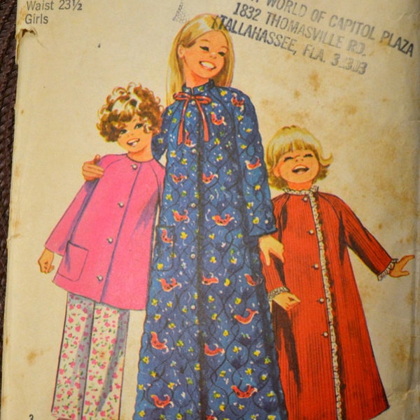 Vintage Sewing Pattern Simplicity 9688 Girls' Robes and Pants Size 8 COMPLETE