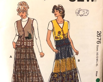 Misses' Vest and Tiered Skirt Sewing Pattern Kwik Sew 2676 Misses' size Xs-XL Bust 31-45 Inches Uncut Complete