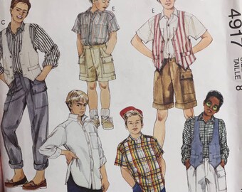 Boys' Shirt and Trousers or Jumpsuit  Sewing Pattern McCall's 4917 Size 8