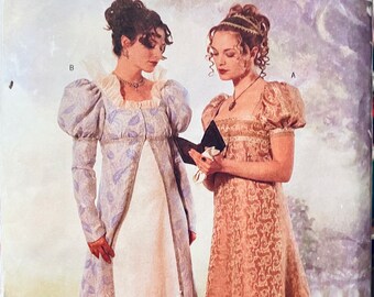 Misses' Regency Coat and Dress Butterick 6630  Making History pattern Size 6-10 Bust 30-32 inches Uncut Complete