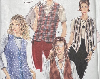 Misses' Vests with 4 Variations Sewing Pattern New Look 6301  size 8-18 Bust 31-40 inches  Complete Uncut