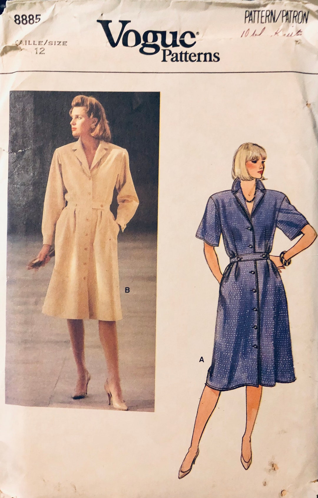 Misses' Button Front Dress Sewing Pattern Vogue 8885 Misses' Size 12 ...