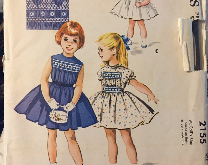 Child's Smocked Dress Sewing Pattern With Transfer Mccall's 2155 Size 3 ...