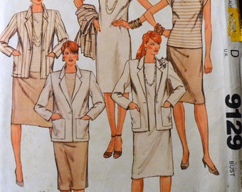 Misses' Jacket, Skirt, Dress, and Top  Sewing Pattern McCall's 9129  Size 10 Bust 32 inch Complete Uncut