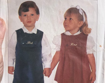 Toddlers' Jumper, Romper, and Blouse or Shirt With Transfers Sewing Pattern .Simplicity 7114 Size 2 Chest 21 inches Complete Part Uncut