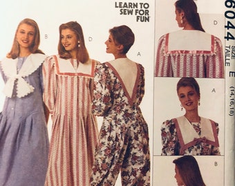 Misses’ Dress or Jumpsuit, Detachable Collar Sewing Pattern McCall’s 6044 Misses' size 14-18 Bust 36-40 inches Uncut Complete
