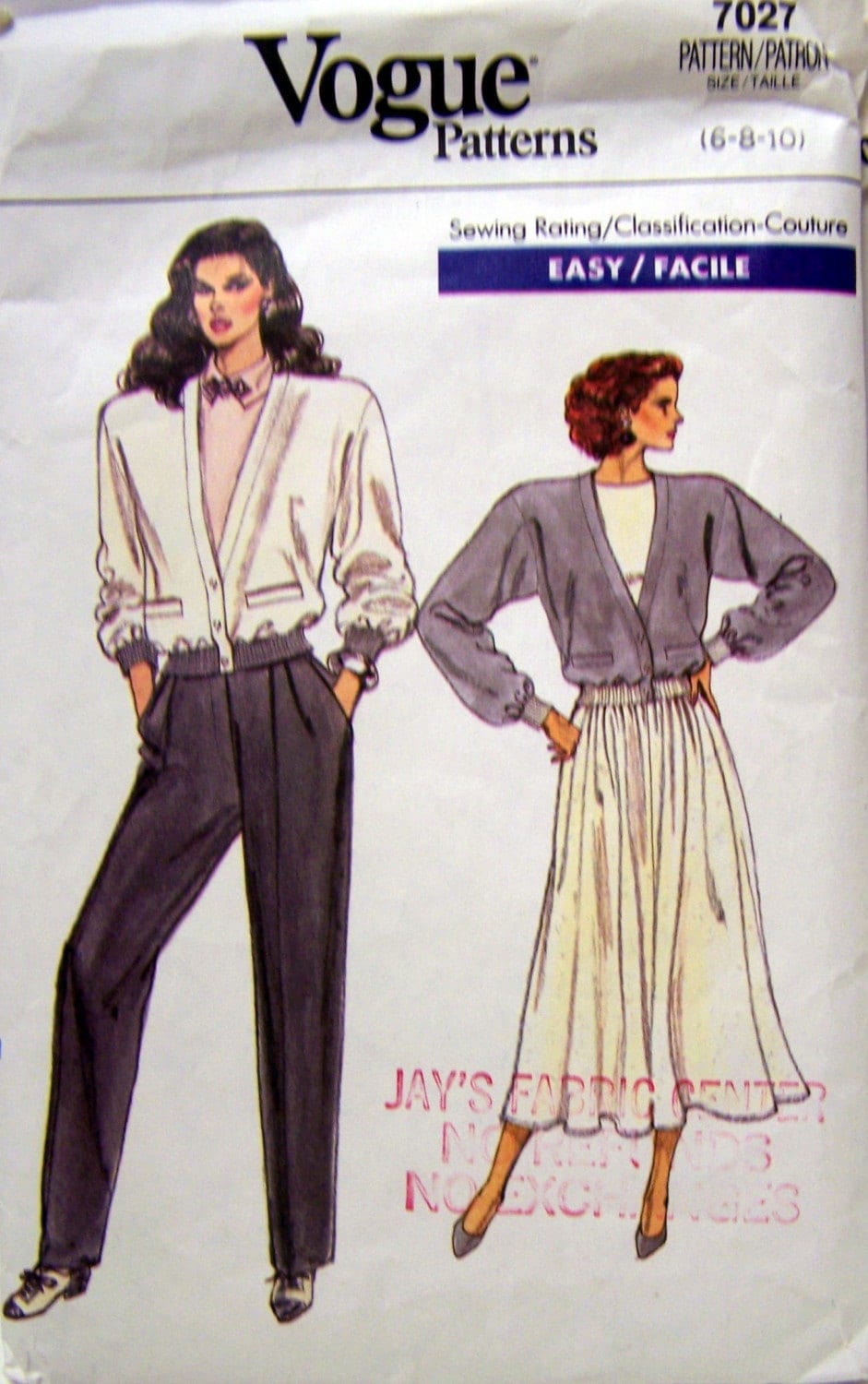 Misses' Jacket Skirt and Pants sewing Pattern...Vintage | Etsy