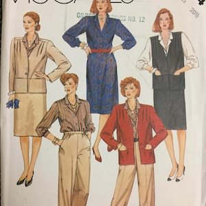 Half Size Jacket, Vest, Blouse, Skirt  and Pants Sewing Pattern McCall&#39;s 2184 Bust 45 inches Uncut  Complete Sewing Pattern