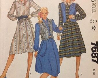 Misses' Pullover Dress and Vest McCall's 7687 Sewing Pattern  size 12 Bust 34 inches  Complete Sewing Pattern